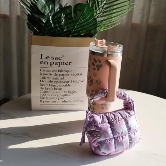 Women's Light Purple Cute Mini Quilted Wristlet Gift Pouch Puffer Evening Bag - Picture 5 of 7